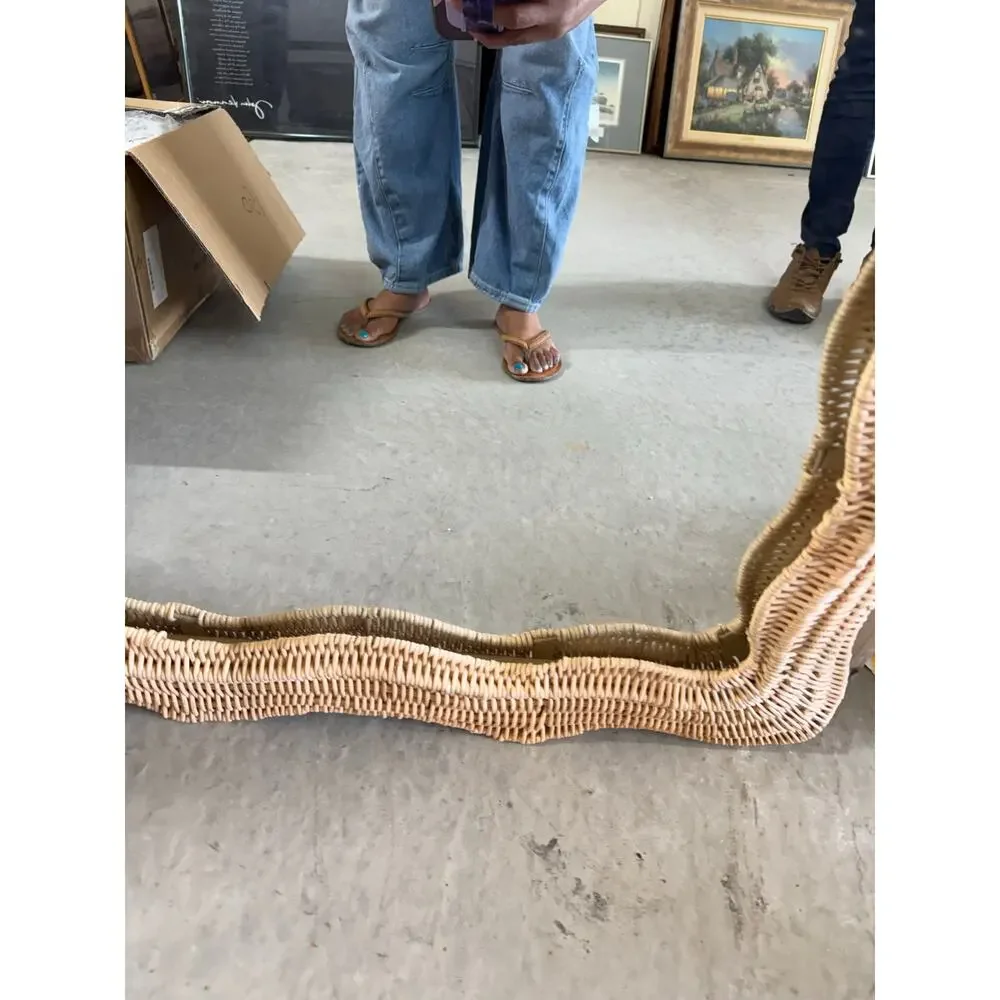 Bali & Pari Hasana Rattan Accent Wall Mirror natural handwoven scalloped frame